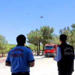 Gaziantep itfaiyesinden droneli yangın nöbeti